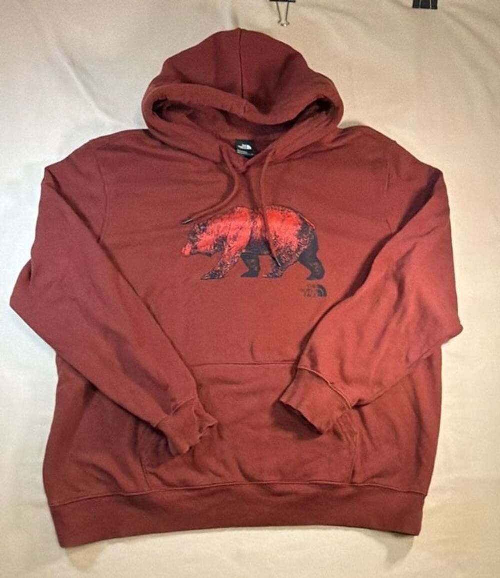 The North Face Hoodie Size XXL Red Bear Graphic Pullover Sweatshirt